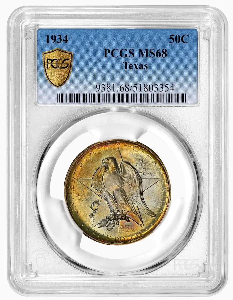 1934-Texas-Centennial-Half-Dollar,-Toner,-PCGS-MS-68