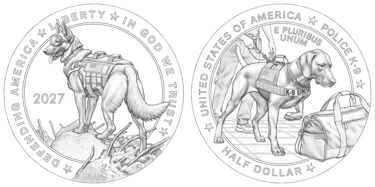 US-Mint-Unveils-Designs-For-The-2027-Working-Dogs-Commemorative-Coin-Program