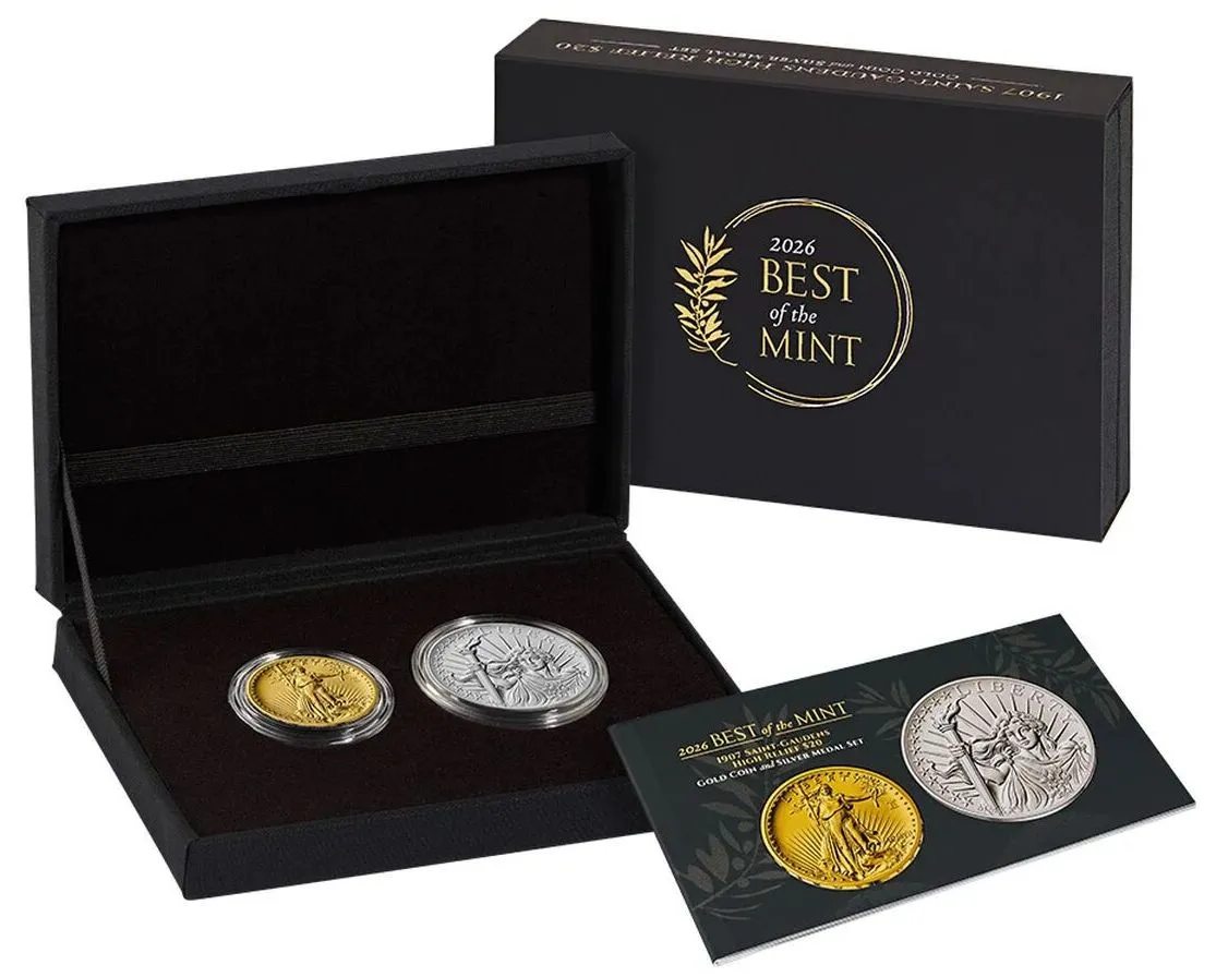 Last-Product-In-The-Best-Of-The-US-Mint-Series:-1907-Saint-Gaudens-$20-Gold-Coin/Silver-Medal-Set