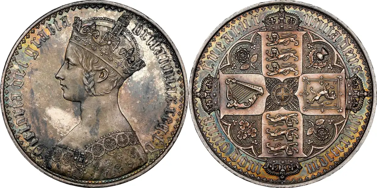 1847-Undecimo-Edge-Great-Britain-Gothic-Crown,-Gothic-Type,-NGC-PF61