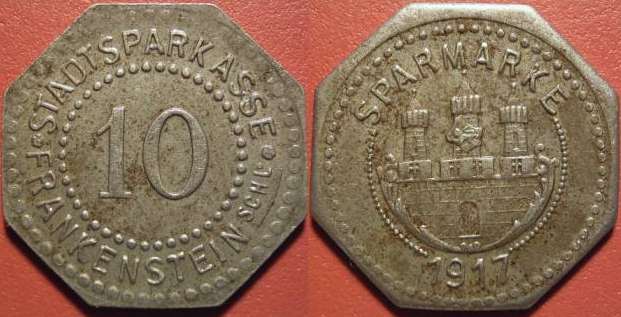 Unknown-Octagonal-German?-Token-1917-|-Frankenstein-Notgeld