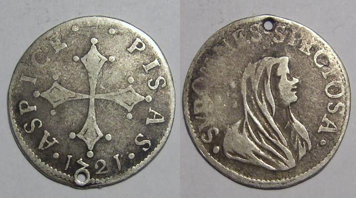 Small-Silver-Italian??-Coin/Token?-1721-|-Pisa-1/2-Guillio