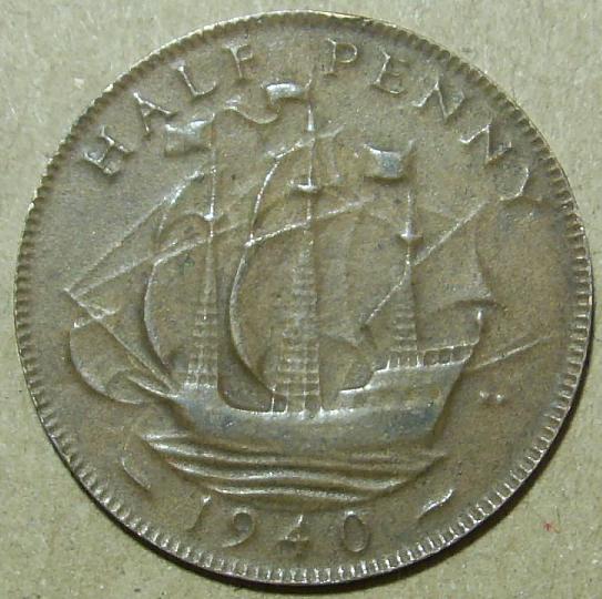 1940-Halfpenny-Thin-Coin---3.2-Grams-Only...