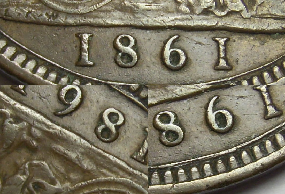 1861-One-Penny-UK---Boubled/Reengraved-