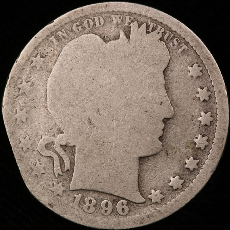 1896-Barber-Quarter:-Straight-Clip-Planchet,-PMD,-Cut?