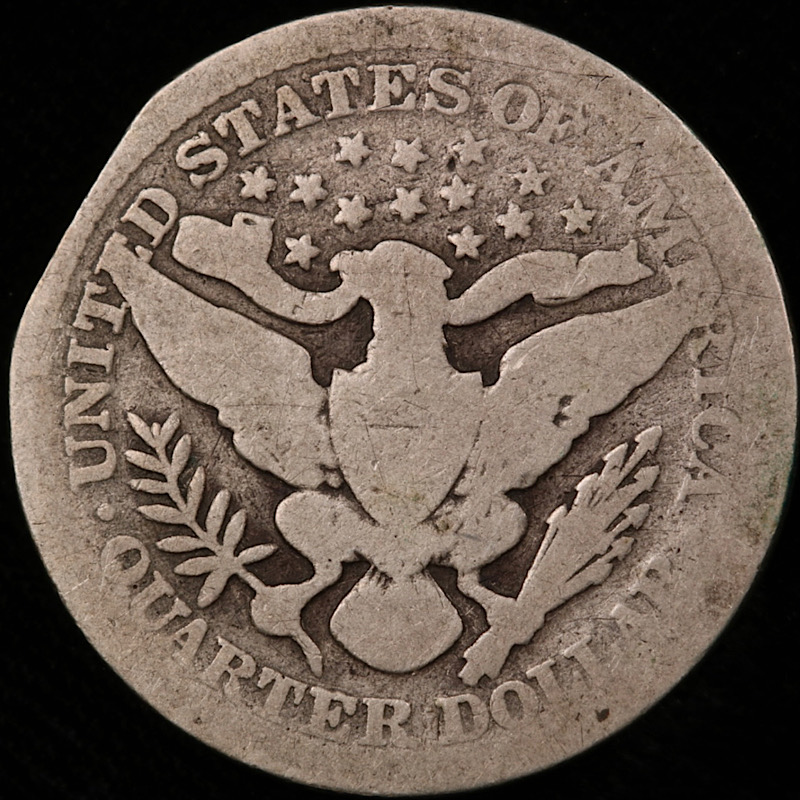 1896-Barber-Quarter:-Straight-Clip-Planchet,-PMD,-Cut?