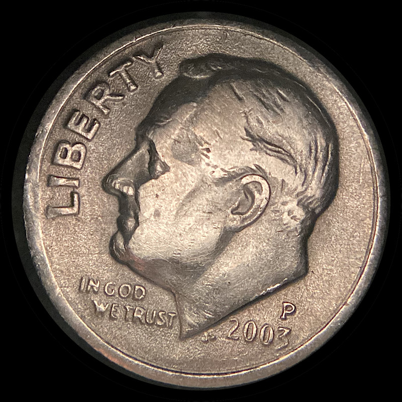 2003-P-Roosevelt-Dime-With-Odd-Shape,-Reeds.