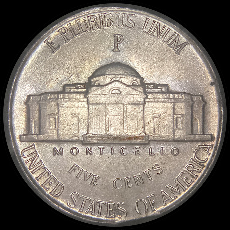 1945-P-Jefferson-War-Nickel-Clipped-Planchet-Verification,-Conservation.