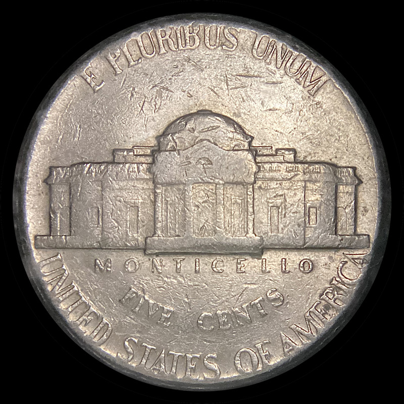 1972-D-Jefferson-Nickel-With-Strange-Folded-Metal.