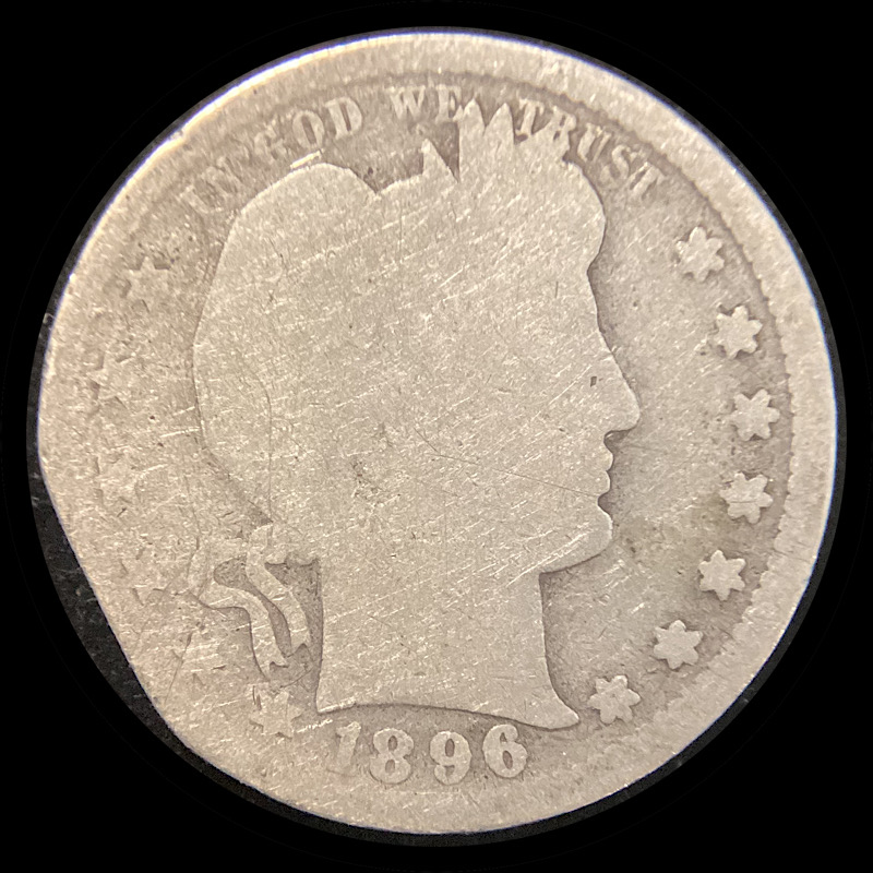 1896-Barber-Quarter:-Straight-Clip-Planchet,-PMD,-Cut?