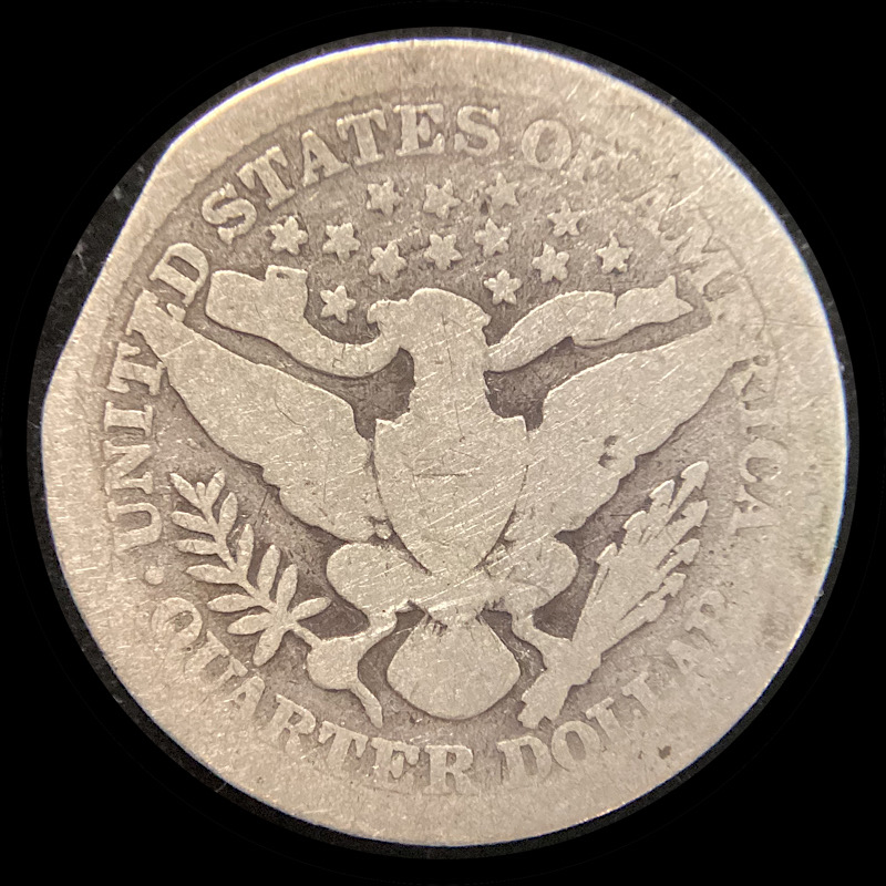 1896-Barber-Quarter:-Straight-Clip-Planchet,-PMD,-Cut?