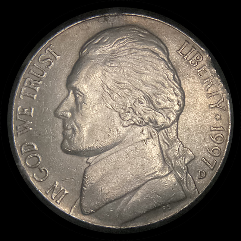 1997-D-Jefferson-Nickel,-Clipped?-PMD?