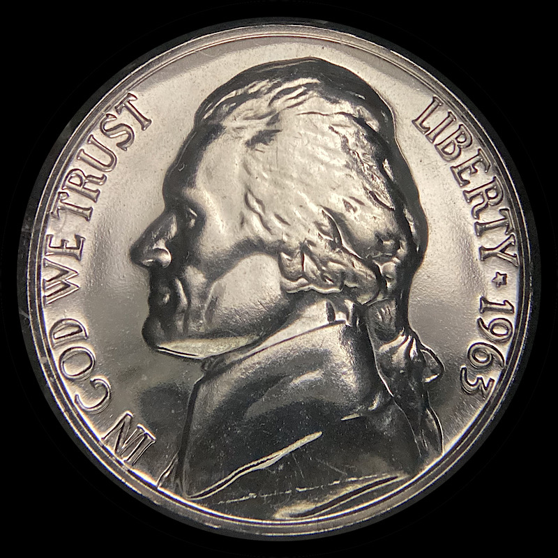 1963-Proof-Jefferson-Nickel-With-Long-Lamination.