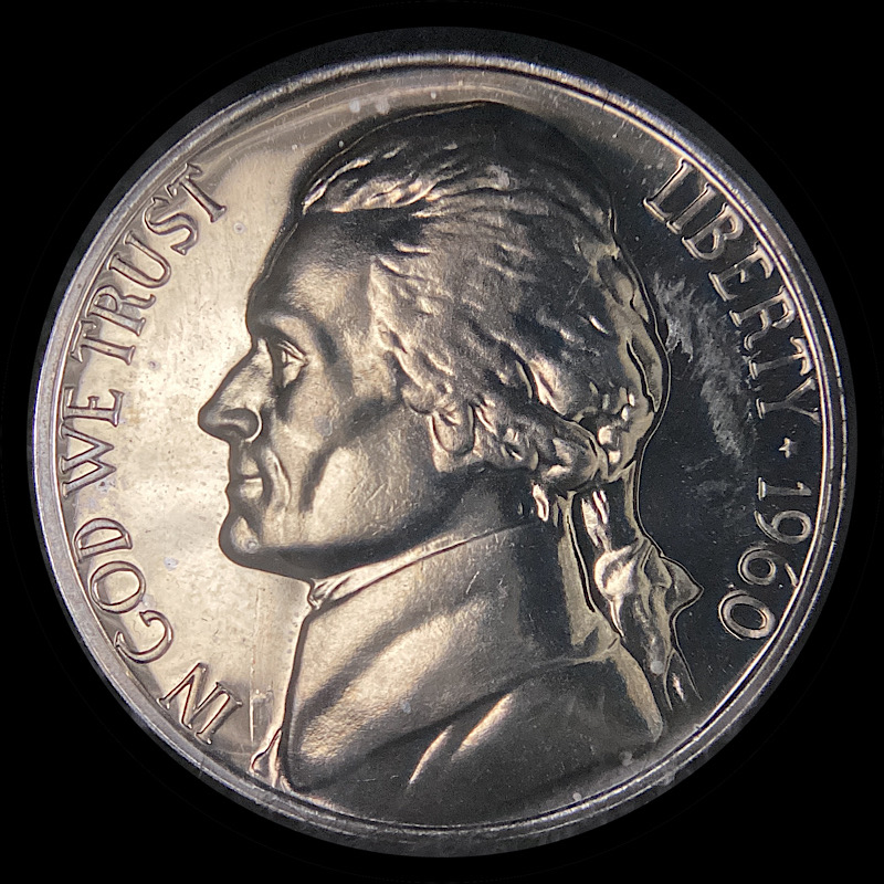 1960-Proof-Jefferson-Nickel-With-Lamination.