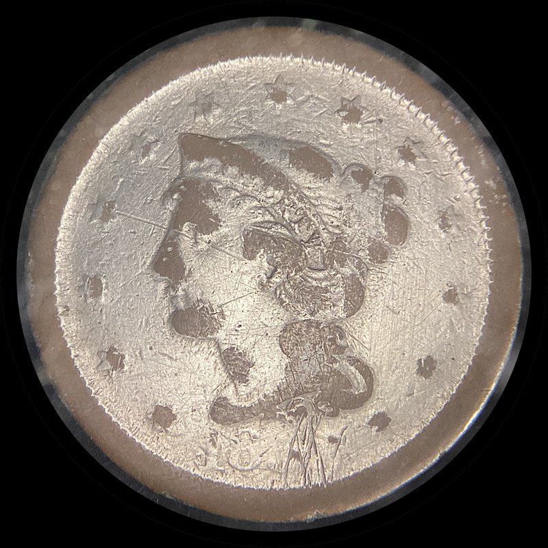 Painted-Or-Plated-18xx-Large-Cent-For-Restoration.
