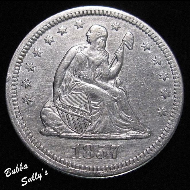Defeated:-1857-Smoking-Liberty-Quarter,-FS-401-Die-Gouge.