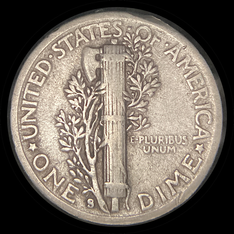 Heavily-Circulated-1943-S-Mercury-Dime,-Large-S-Trumpet-Tail-FS-511.