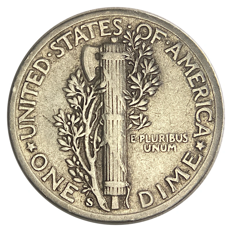 Worn:-1943-S/S-Mercury-Dime,-FS-501.