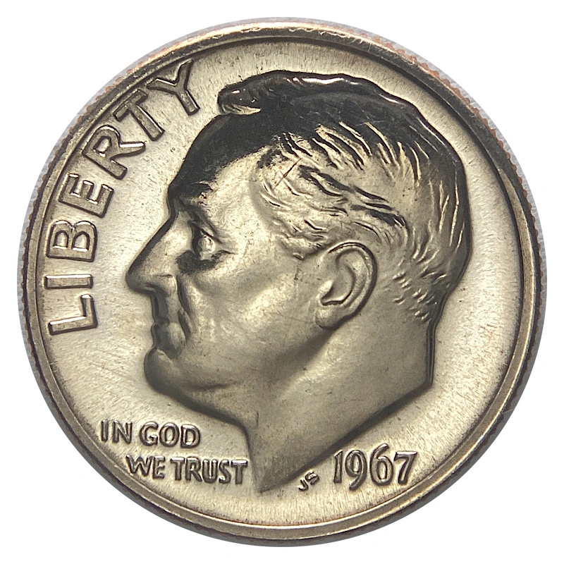 1967-SMS-Dime:-Scrapes,-Polishing,-Struck-Through-Oil-Or-Grease?