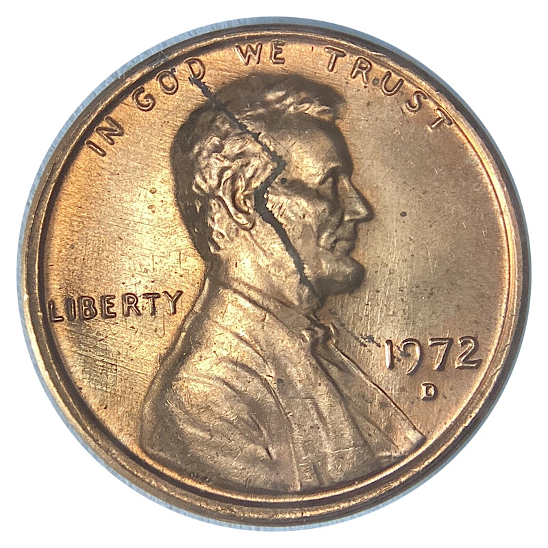 1972-D-Cent:-Die-Clash-Remnants,-Possible-Multi-Strike.