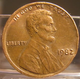 1982-Lincoln-Cent-95%-Cu-Offstrike-Obverse,-Doubled-Rev?