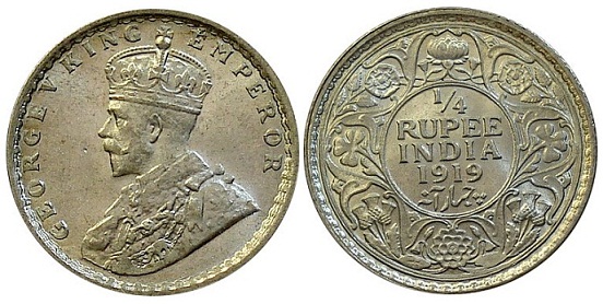 Grading-:-British-India-1919-1/4-Rupee