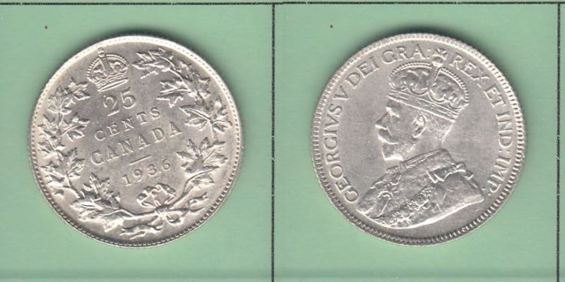 1936-Canadian-25-Cent-Coin---Please-Grade