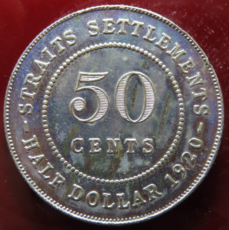 Please-Comment-Prooflike-1920-Straits-50c-W/Repunched-Date?