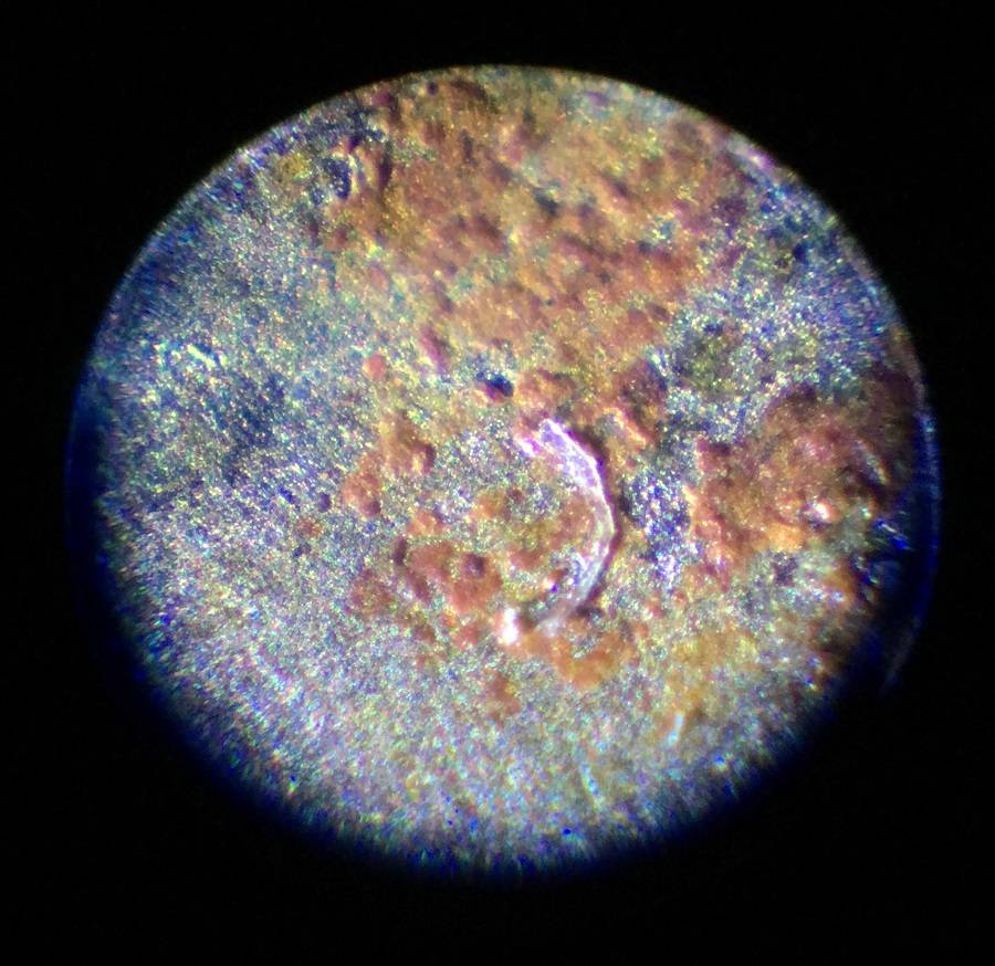 Part-2:1913-Type-2-Buffalo-Nickel-Toned-With-Chin-'Spot',-New-100x-Mag-Pics