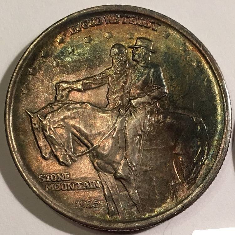 1925-Stone-Mountain-50c-Commemorative.--Stunning-Tone/Detail.--Grade.