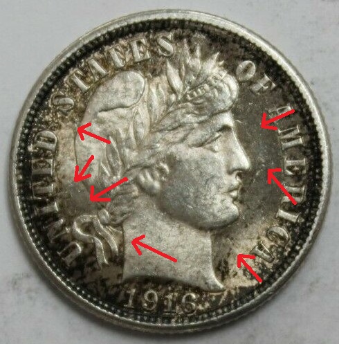 1916-Barber-Dime.--Question-On-Odd-Feature/Error.