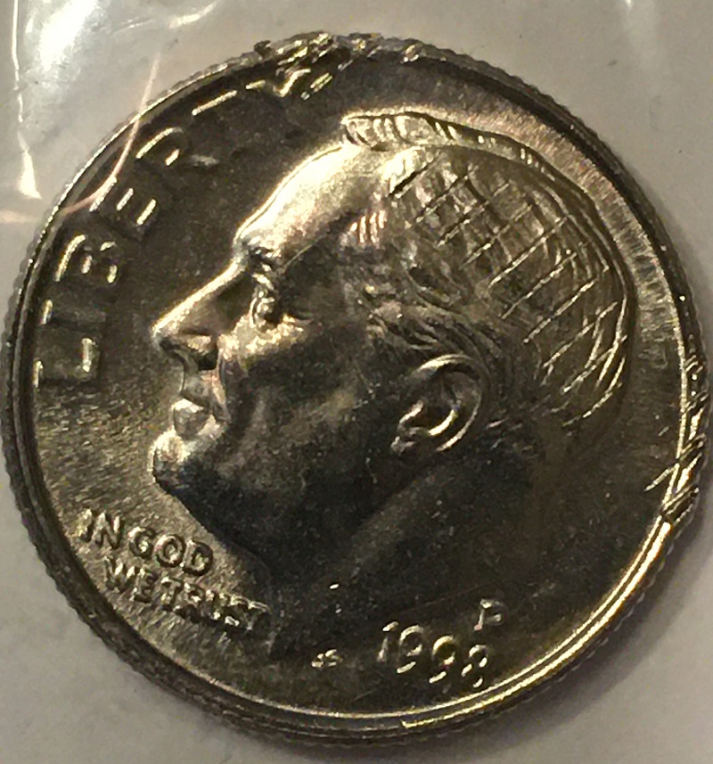 1998-P-Roosevelt-Dime-In-Cello.--Mint-Error/Damage?