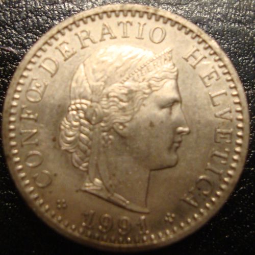 1991-20?-|-Swiss-20-Rappen/Centimes