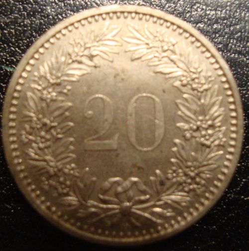 1991-20?-|-Swiss-20-Rappen/Centimes