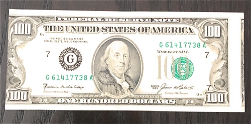 USA-1985-100-Dollars-Note---Misalignment-Error-Value