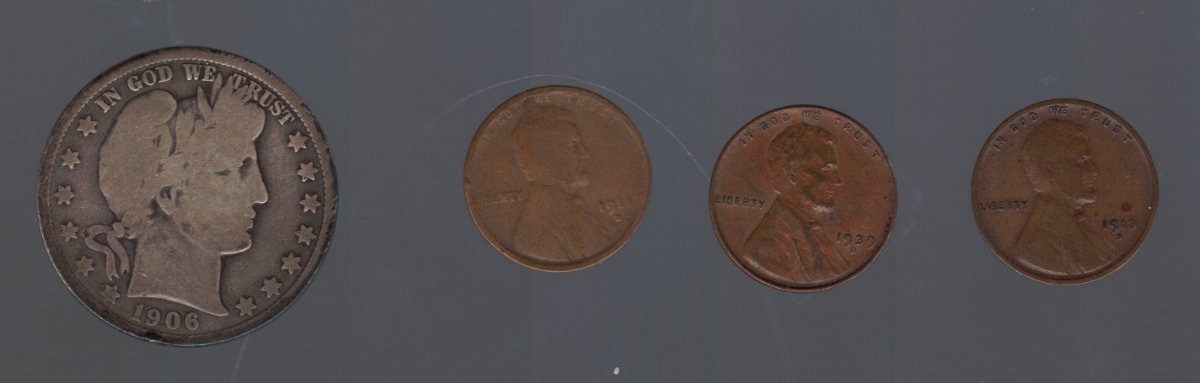 Grade-These-Four-Coins-1906-D-Barber-Half-And-1911-D,-1913-D-And-1939-D-Wheat