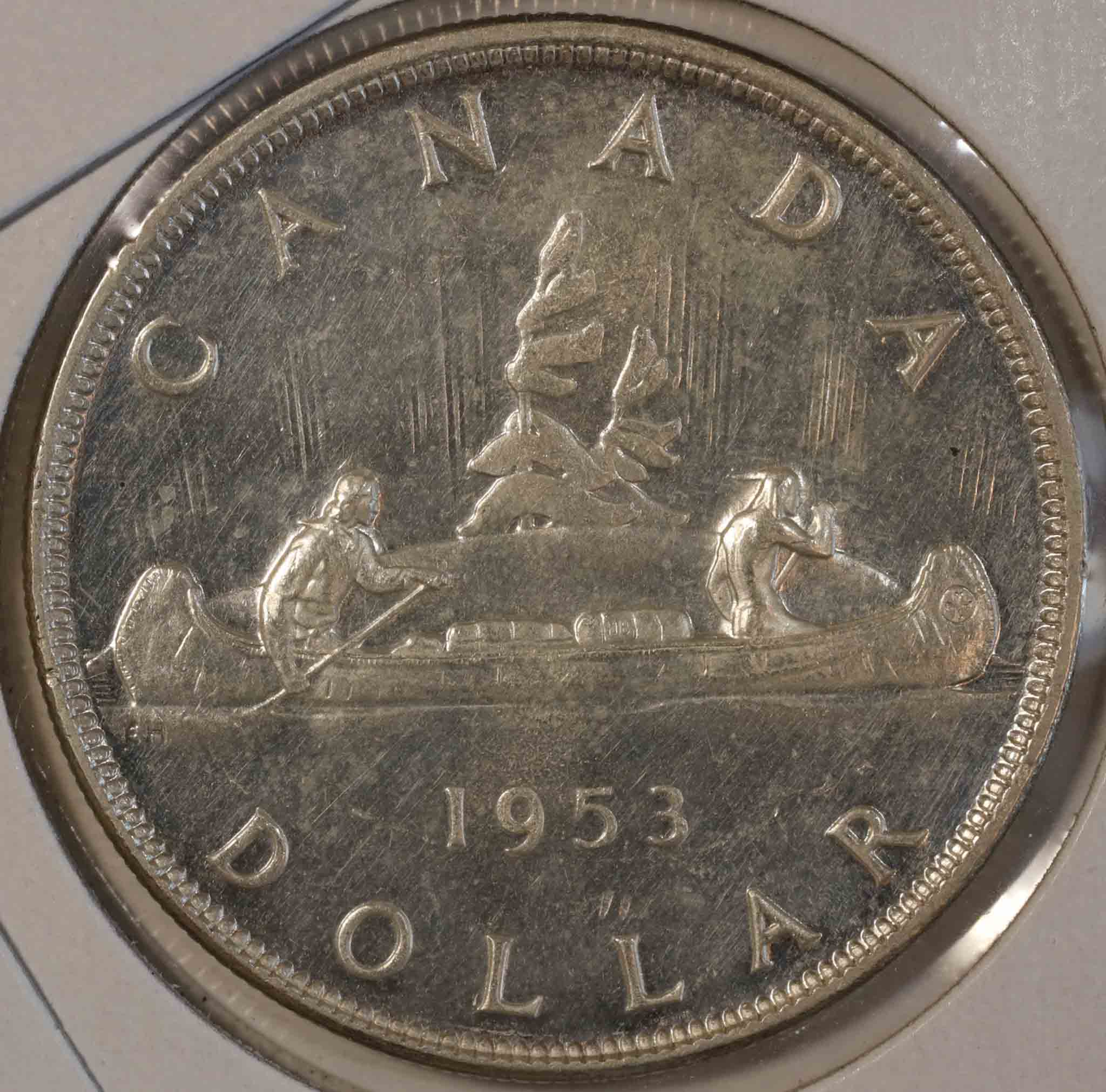 1953-Canada-Silver-Dollar-With-Die-Crack