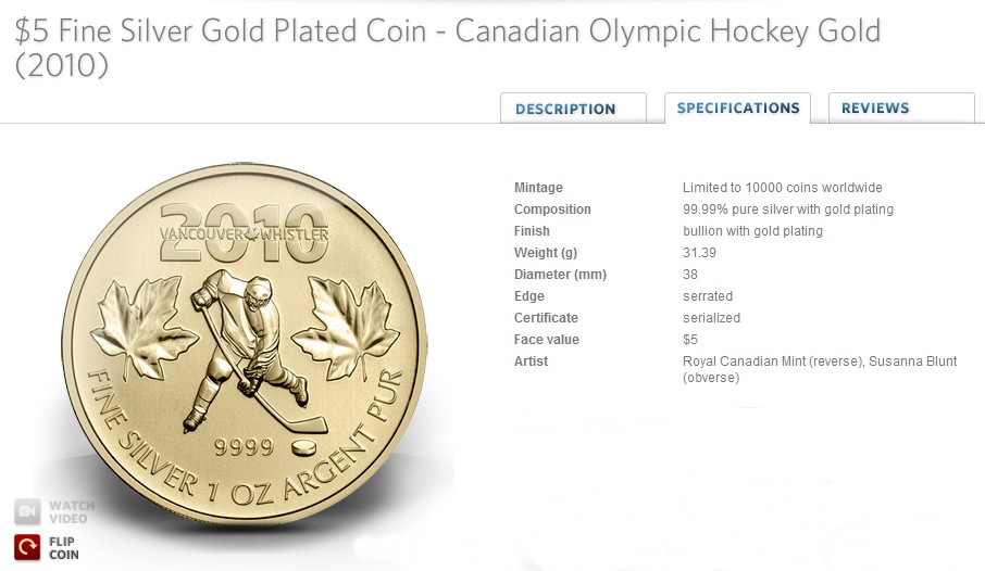 $5-Fine-Silver-Gold-Plated-Coin---Canadian-Olympic-Hockey