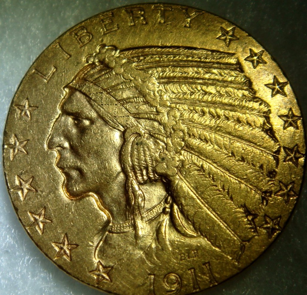 1911-$5--Indian-Head-Gold-1/2-Eagle-For-Grade-Opinions