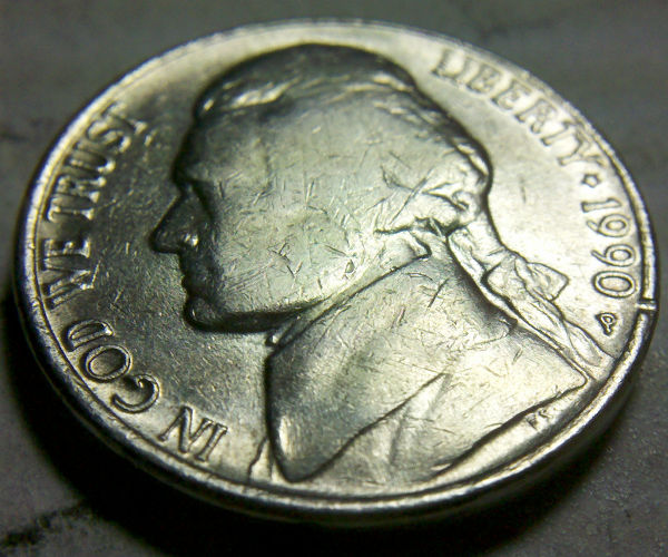 1990-P-Jefferson-Nickel:-Greaser-Or-PMD?
