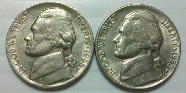 1988-P-Jefferson-Nickel---Sunken-Die