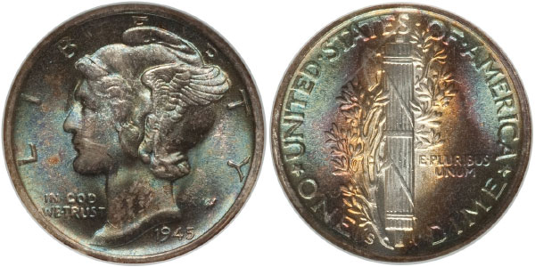 1945-S-Mercury-Dime-Toning-Pattern