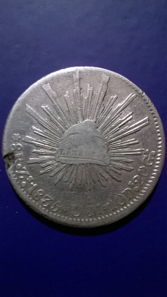 Mexico,-Zacatecas-8-Reales-1835---Another-Damaged-Coin