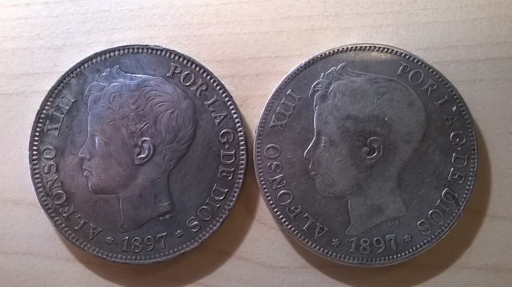 Silver-Crown-From-Spain,-5-Pesetas-1897,-But-