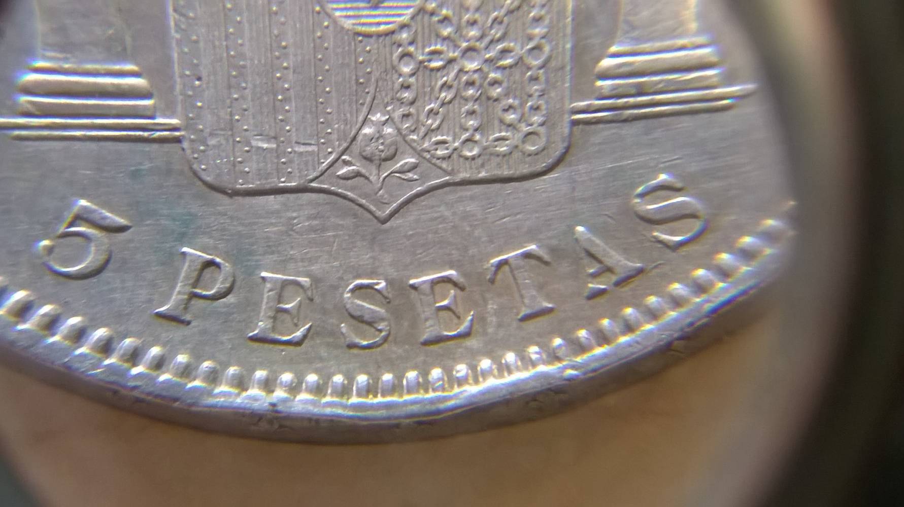 Silver-Crown-From-Spain,-5-Pesetas-1897,-But-