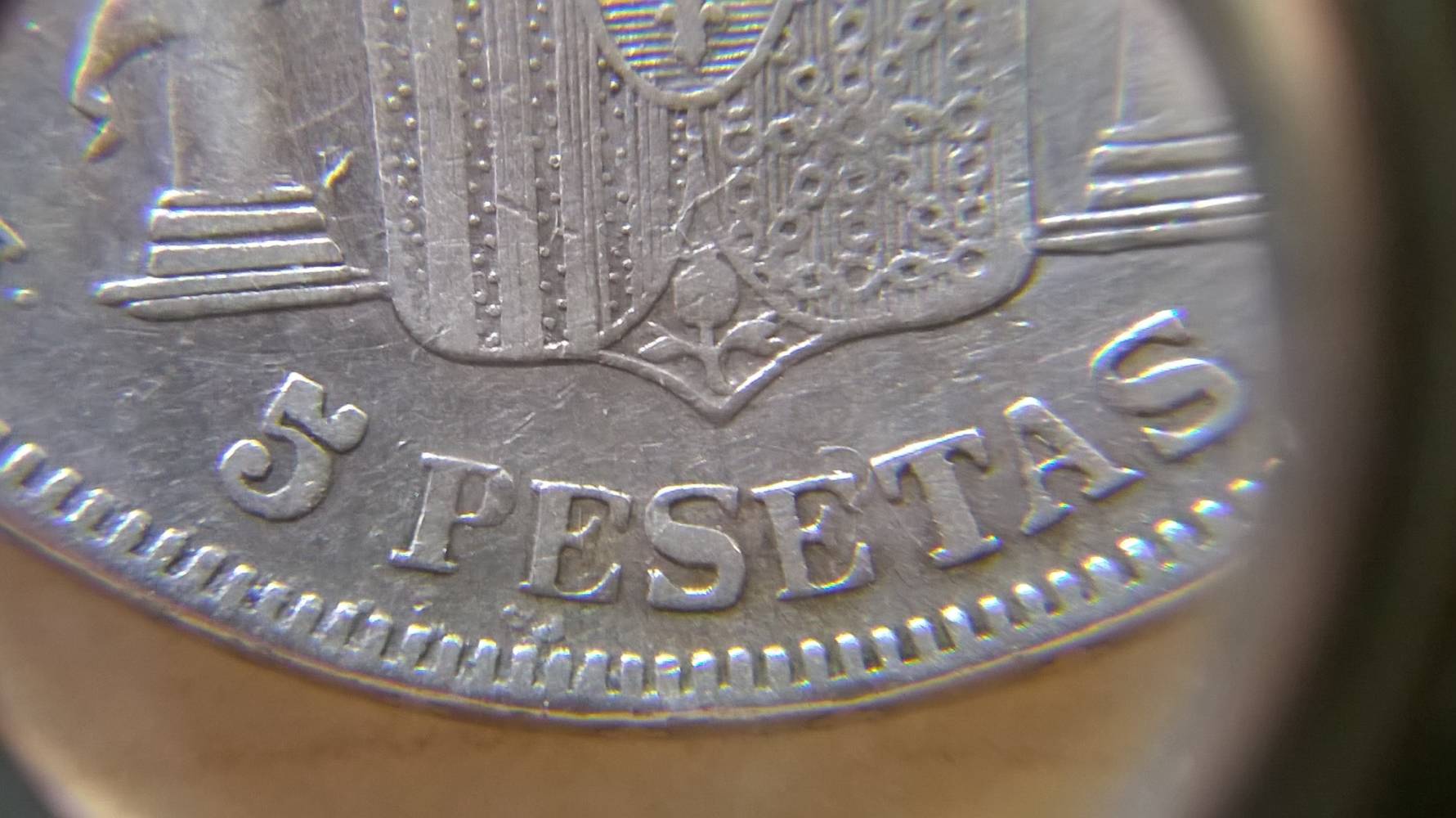 Silver-Crown-From-Spain,-5-Pesetas-1897,-But-