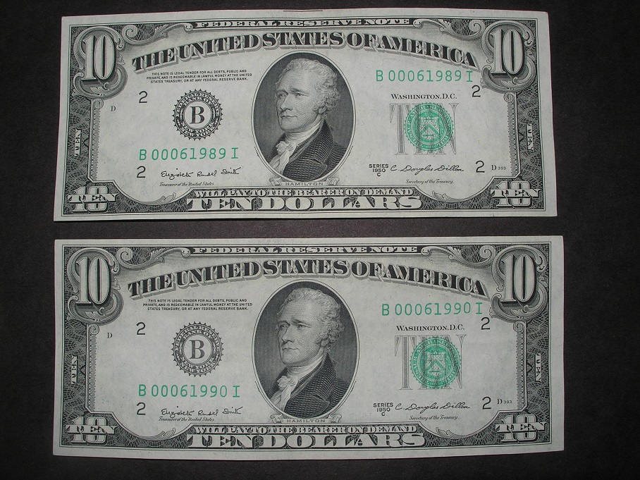 1950c-Sequential-$10-Notes-...-Any-Value-Over-Face?