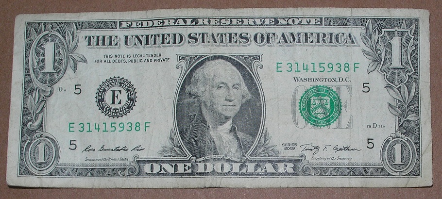 1-Dollar-Note-S/N-Close-To-Pi