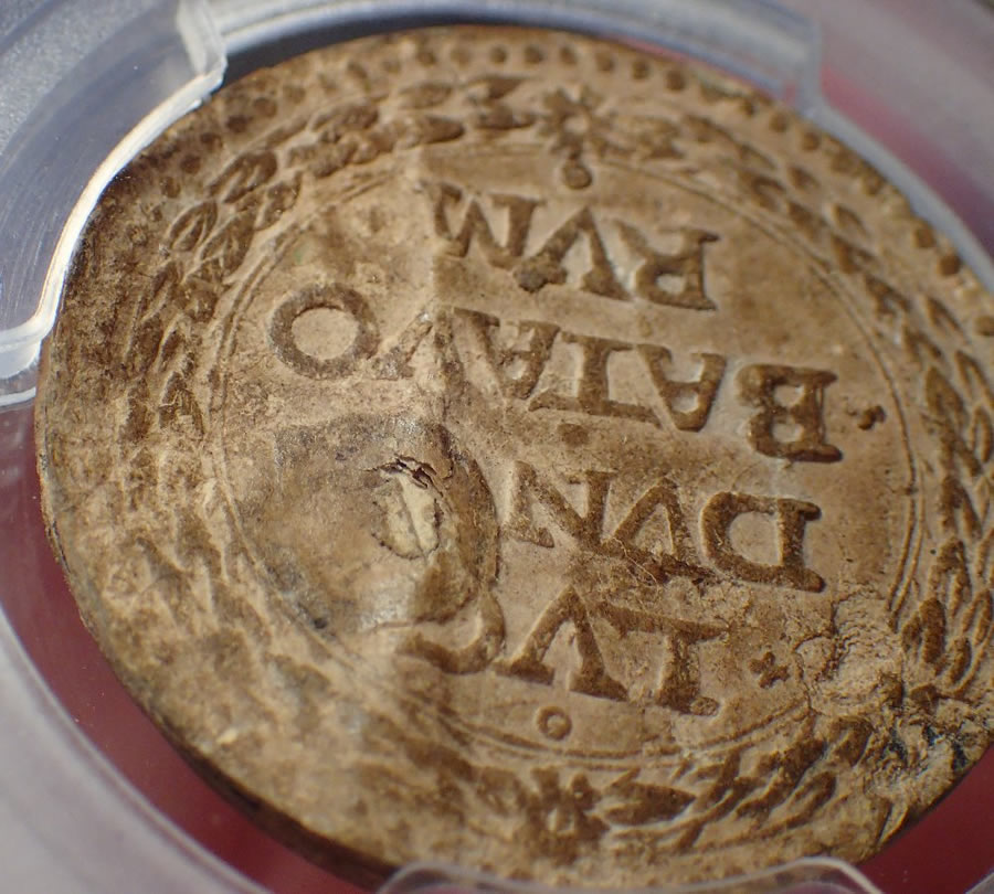 Rare-1574-Paper-Siege-Coin-Severely-Damaged-By-PCGS-During-Certification
