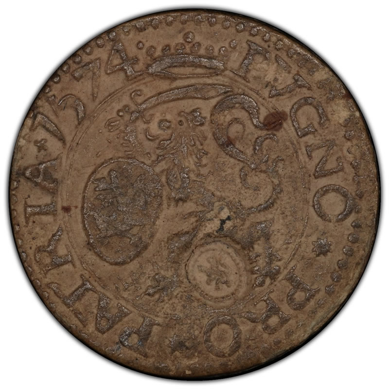 Rare-1574-Paper-Siege-Coin-Severely-Damaged-By-PCGS-During-Certification